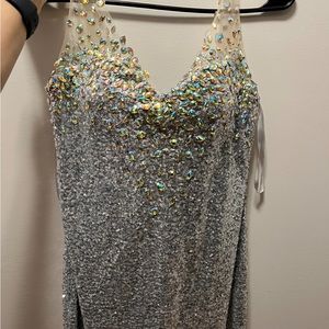 Prom dress sequin silver size 2 petite evening formal